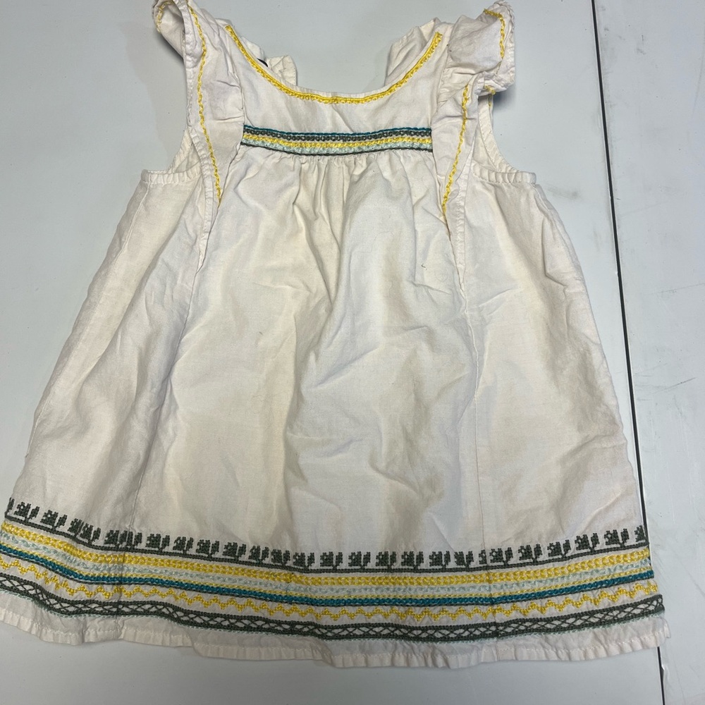 Kids White Sleeveless with Yellow and Green Accents
